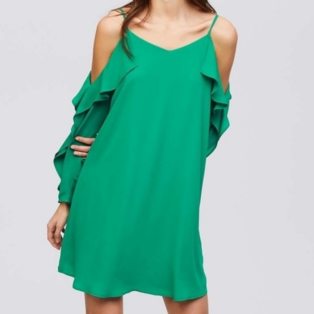 Loft Green Cold Shoulder Dress